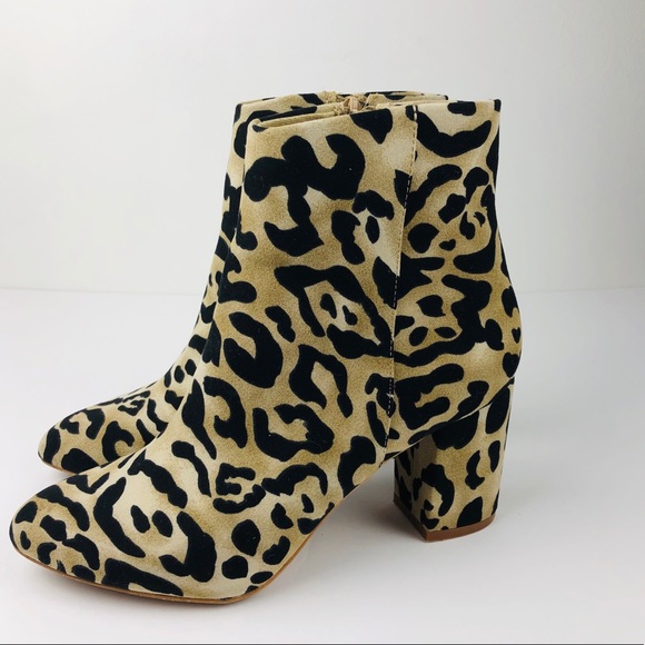 Band of Gypsies Shoes - Band of Gypsies Andrea Leopard Print Vegan Booties